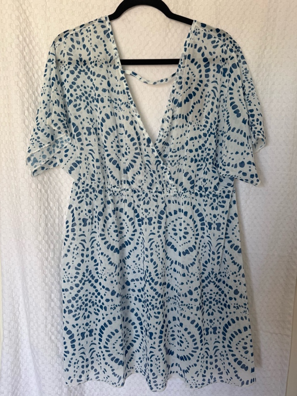 KOJOOIN Blue & White Swim Cover Up Dress NWT Boho Beachwear XL